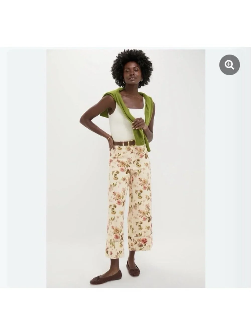 Tuckernuck Florence Pants Size 14 Romantic Floral Bouquet Convertible Cuffed Hem - Picture 2 of 11
